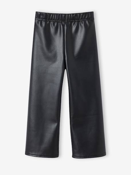 Lange slim legging met leerlook zwart - vertbaudet enfant 