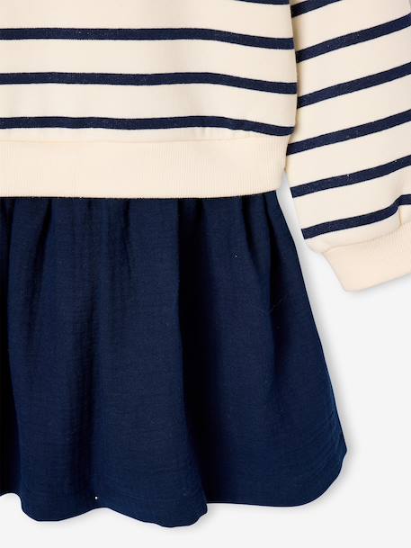 Jurk 2-in-1 van molton en katoenen gaas antraciet+marineblauw+rood - vertbaudet enfant 