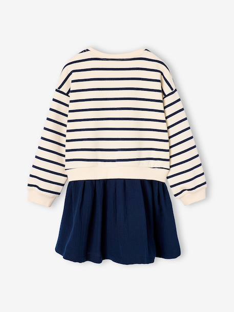 Jurk 2-in-1 van molton en katoenen gaas antraciet+marineblauw+rood - vertbaudet enfant 