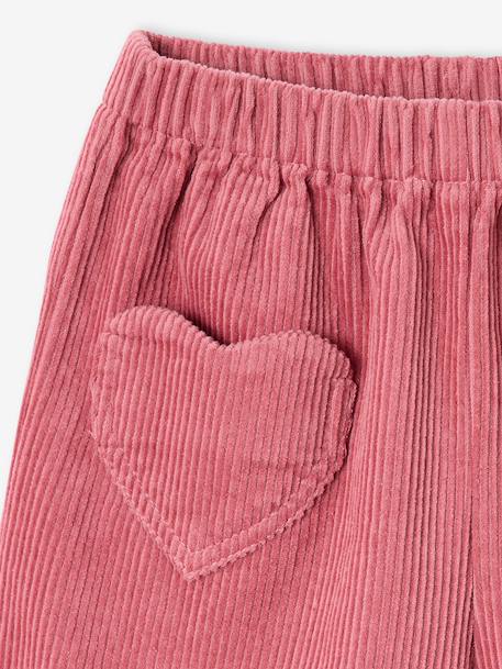 Short van velours met hartvormige zakken voor meisjes, gemakkelijk aan te trekken. kaki+marineblauw+oudroze+rozen - vertbaudet enfant 
