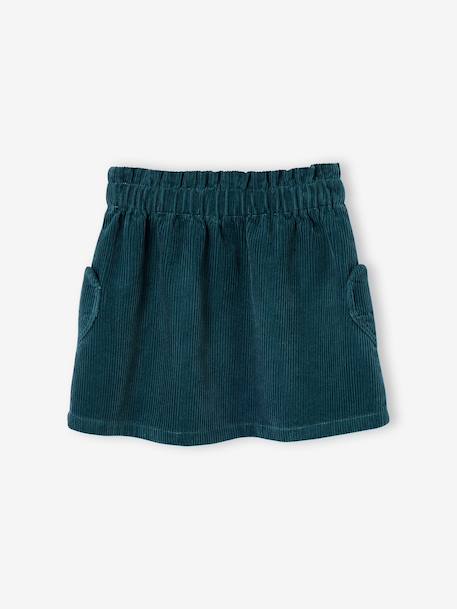 Fluwelen rok met zakjes hartjes antraciet+groenblauw+kameel+zachtpaars - vertbaudet enfant 