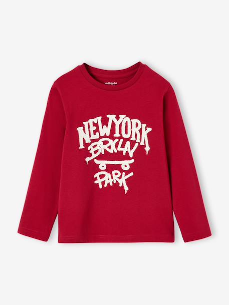 Jongensshirt met lange mouwen antraciet+cappuccino+rood+saliegroen+wit - vertbaudet enfant 