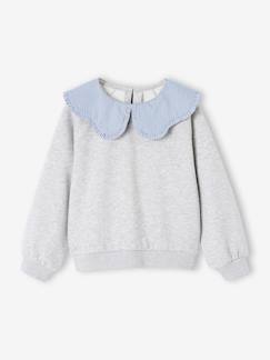 -Sweater met kraag van Engels borduurwerk voor meisjes met flockprint en fluwelen boodschap