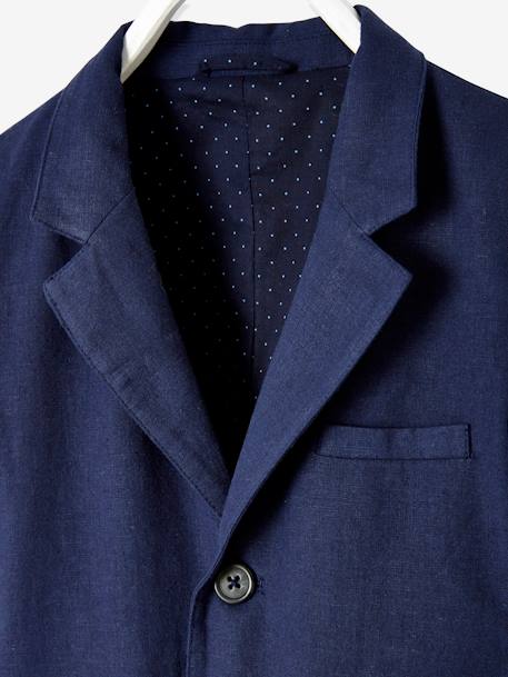Feestelijk jasje voor jongens van katoen/linnen donker marineblauw+lichtbeige - vertbaudet enfant 