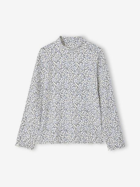 Meisjesshirt met opstaande kraag ecru+groen - vertbaudet enfant 