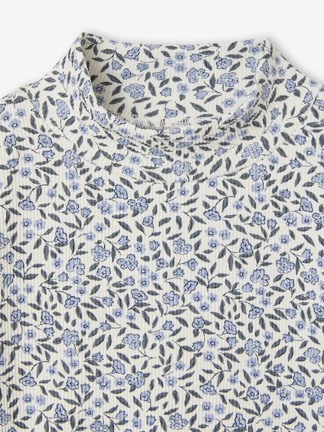 Meisjesshirt met opstaande kraag ecru+groen - vertbaudet enfant 