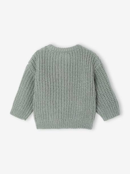Babyvestje van grof gebreid breisel gemêleerd beige+saliegroen - vertbaudet enfant 