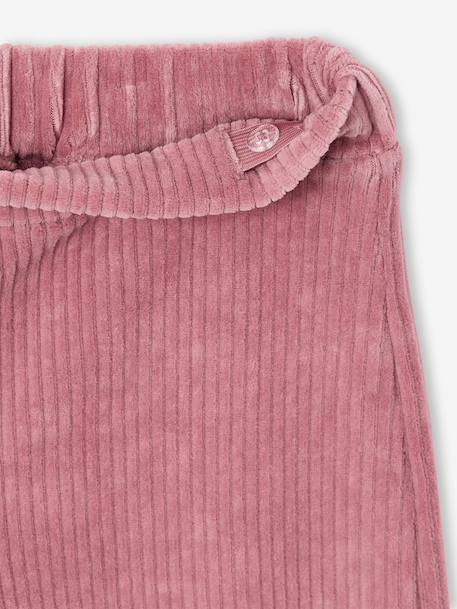 Wijde, fluwelen broek voor meisjes antraciet+bruin+chocoladebruin+ecru+grijsblauw+kaki+pruim+rozen+zachtpaars - vertbaudet enfant 
