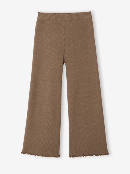 Wijde gebreide legging voor meisjes gemêleerd grijs+taupe - vertbaudet enfant 