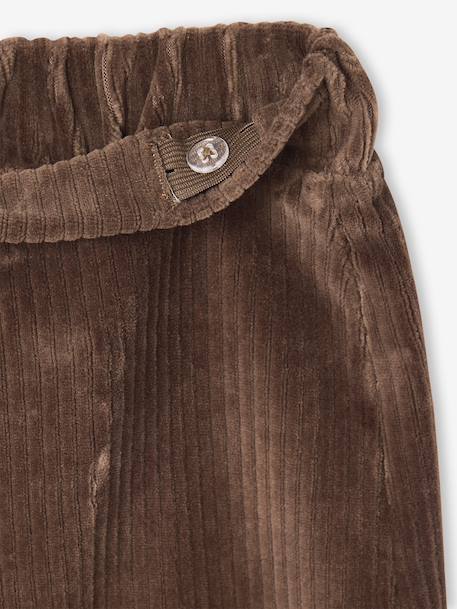 Wijde, fluwelen broek voor meisjes antraciet+bruin+chocoladebruin+ecru+grijsblauw+kaki+pruim+rozen+zachtpaars - vertbaudet enfant 
