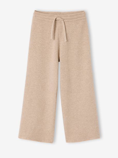 Wijde gebreide meisjesbroek antraciet+beige - vertbaudet enfant 