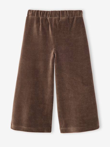 Wijde, fluwelen broek voor meisjes antraciet+bruin+chocoladebruin+ecru+grijsblauw+kaki+pruim+rozen+zachtpaars - vertbaudet enfant 