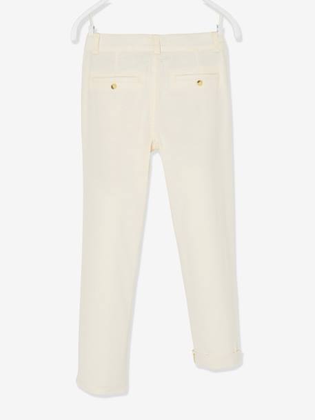 Chinobroek jongens katoen/linnen beige+blauw+donker marineblauw+lichtbeige+saliegroen - vertbaudet enfant 