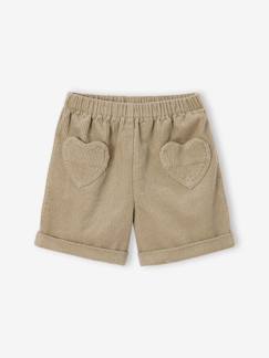 -Short van velours met hartvormige zakken voor meisjes, gemakkelijk aan te trekken.