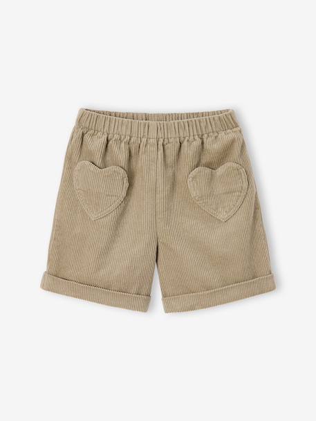 Short van velours met hartvormige zakken voor meisjes, gemakkelijk aan te trekken. kaki+marineblauw+oudroze+rozen - vertbaudet enfant 