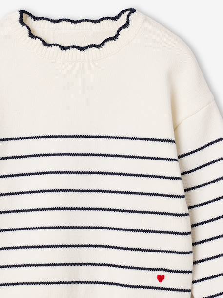 Gestreepte meisjestrui met lange mouwen framboos+marineblauw+rozen - vertbaudet enfant 