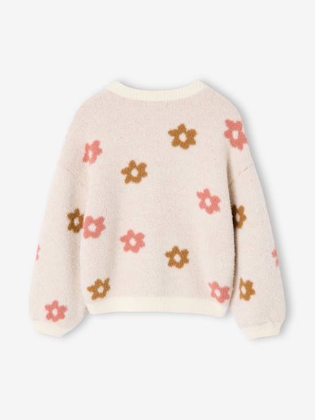 Vestje van schuimbreisel met dierenmotief voor meisjes bruin+chocoladebruin+ecru+groen - vertbaudet enfant 