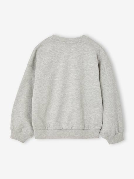 Meisjessweater met ronde hals chambrayblauw+gemêleerd grijs - vertbaudet enfant 