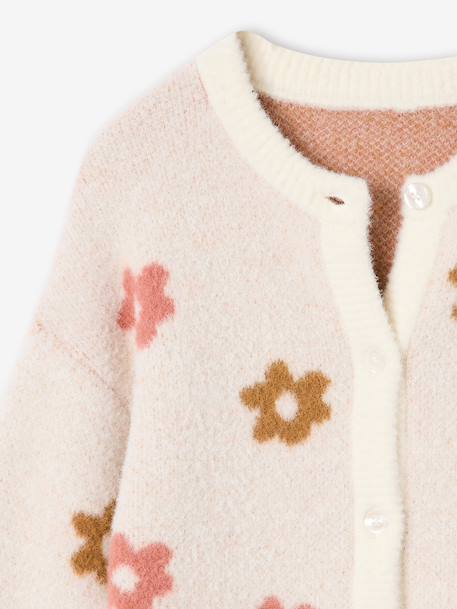 Vestje van schuimbreisel met dierenmotief voor meisjes bruin+chocoladebruin+ecru+groen - vertbaudet enfant 