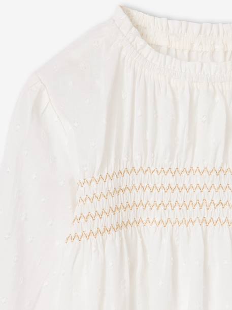 Meisjesblouse met lange mouwen ecru - vertbaudet enfant 