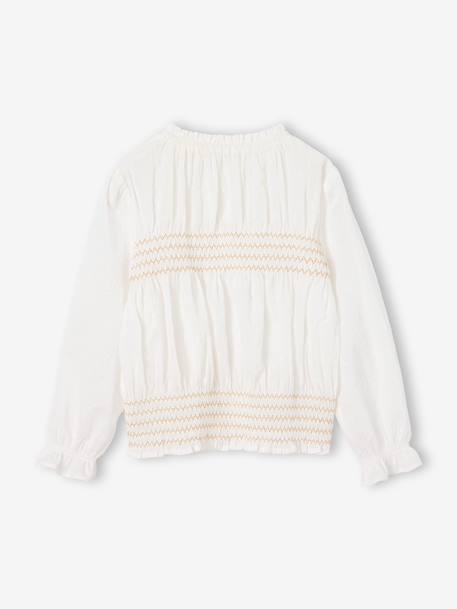 Meisjesblouse met lange mouwen ecru - vertbaudet enfant 