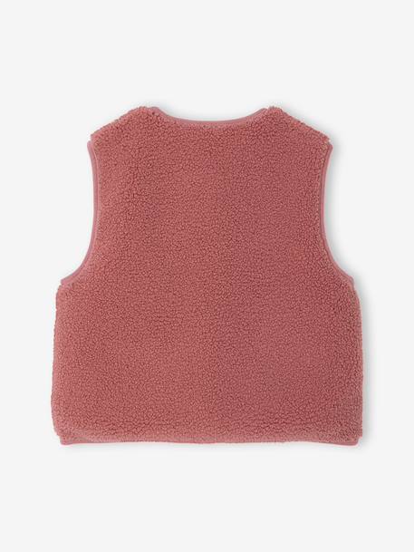 Mouwloos meisjesvest van sherpa pruim+rouge+vanille - vertbaudet enfant 