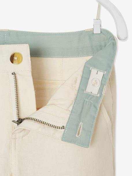Chinobroek jongens katoen/linnen beige+blauw+donker marineblauw+lichtbeige+saliegroen - vertbaudet enfant 