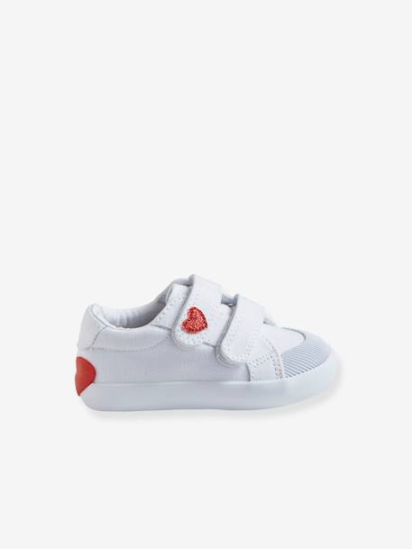 Stoffen tennisschoenen met klittenband voor babymeisjes groen madeliefjesprint+ijsblauw+paars, bedrukt+roze, bedrukt+veel roze+WIT - vertbaudet enfant 