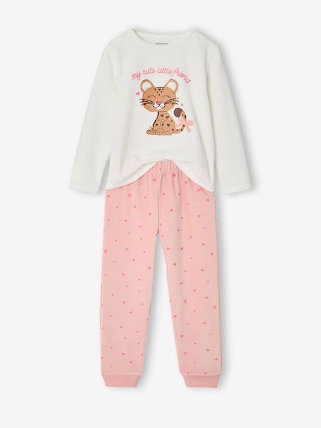 Velours meisjespyjama ecru - vertbaudet enfant 