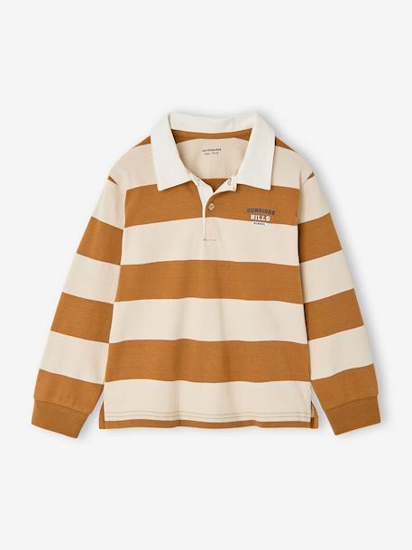 Gestreepte polo voor jongens blauwgroen+gemêleerd grijs+groen+marineblauw+okergeel - vertbaudet enfant 