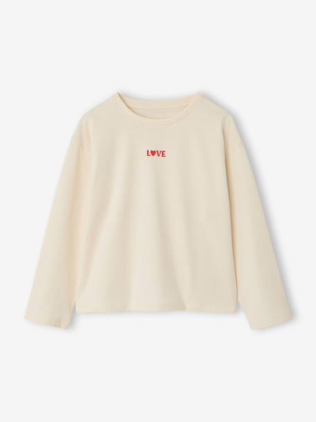 Meisjesshirt met lange mouwen antraciet+ecru+oudroze - vertbaudet enfant 
