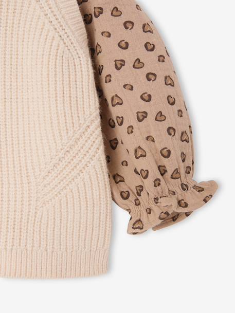 2-in-1 trui baby ecru+hemelsblauw+roze (poederkleur) - vertbaudet enfant 