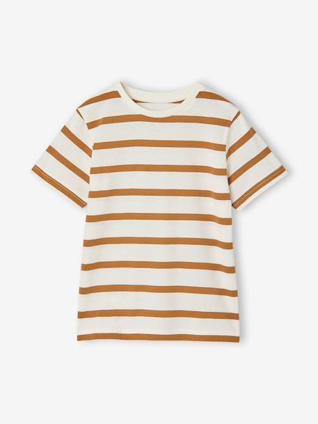 Set van 3 T-shirt met korte mouwen amandelgroen+karamel+marineblauw+pecannoot+petrolblauw+saliegroen - vertbaudet enfant 
