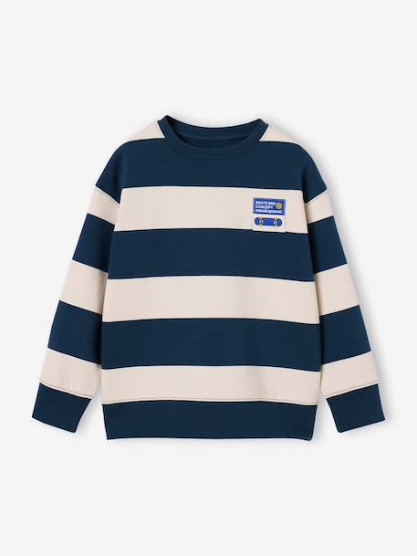 Jongenssweater met ronde hals hazelnoot+marineblauw+pistache - vertbaudet enfant 