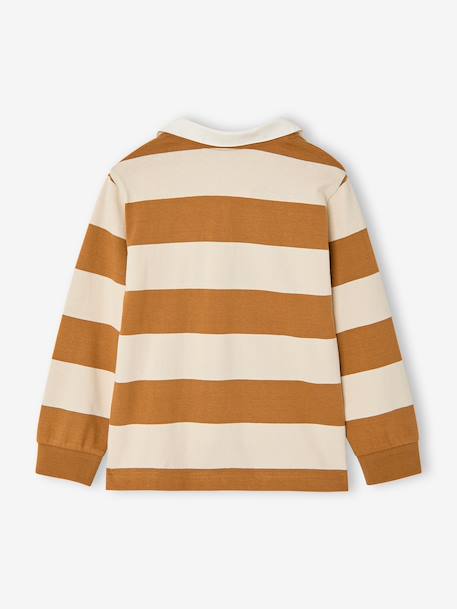 Gestreepte polo voor jongens blauwgroen+gemêleerd grijs+groen+marineblauw+okergeel - vertbaudet enfant 