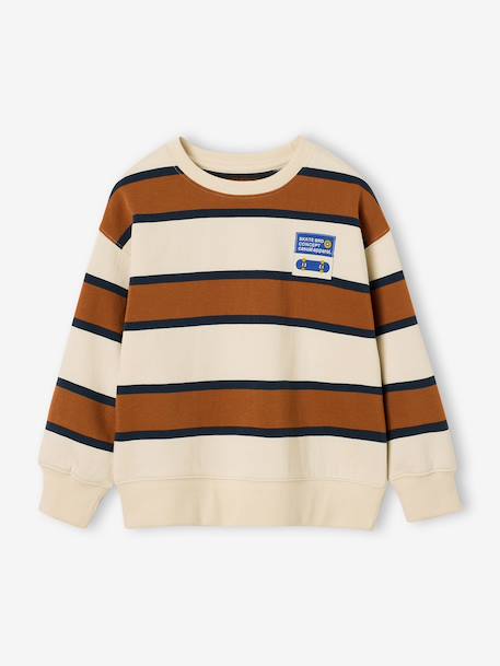 Jongenssweater met ronde hals hazelnoot+marineblauw+pistache - vertbaudet enfant 