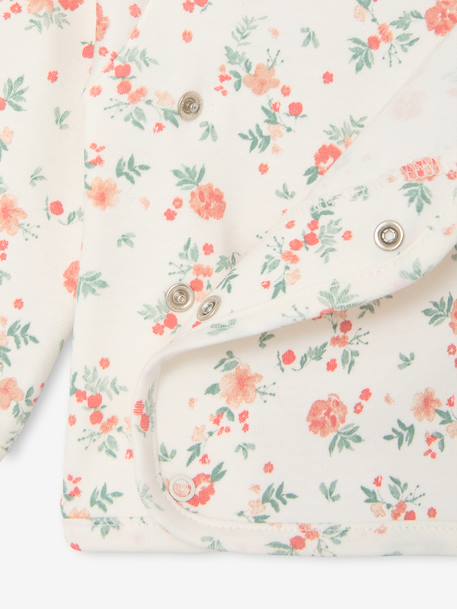 Newborn wikkelshirt met lange mouwen cappuccino+ecru+saliegroen - vertbaudet enfant 