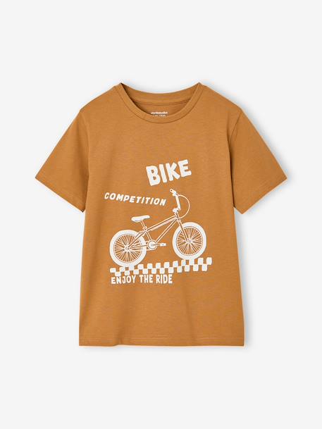 Set van 3 T-shirt met korte mouwen amandelgroen+karamel+marineblauw+pecannoot+petrolblauw+saliegroen - vertbaudet enfant 