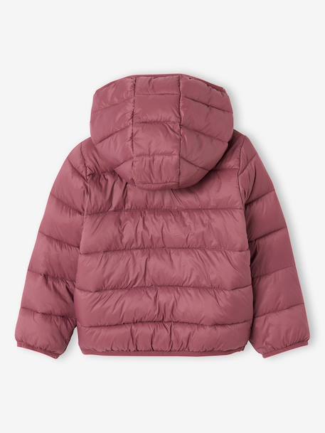 Lichtgewicht donsjas met capuchon voor meisjes groengrijs+lila+marineblauw+pruim+rozen - vertbaudet enfant 