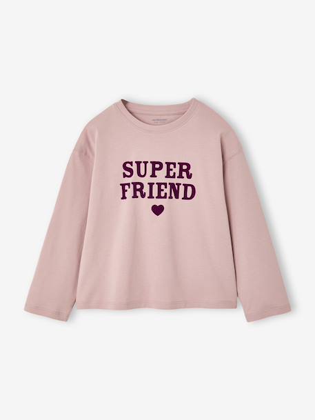 T-shirt met lange mouwen voor meisjes groen+inktblauw+lichtroze - vertbaudet enfant 