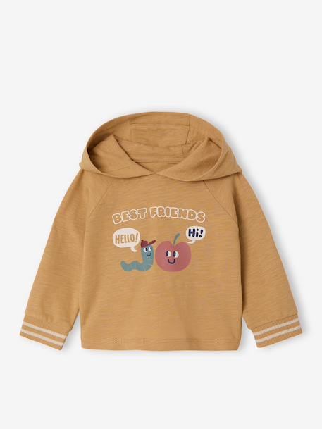 T-shirt met capuchon lange mouwen okergeel - vertbaudet enfant 