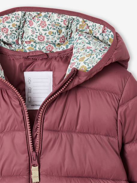 Lichtgewicht donsjas met capuchon voor meisjes groengrijs+lila+marineblauw+pruim+rozen - vertbaudet enfant 