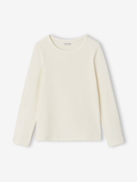 Set van 3 meisjes T-shirts met lange mouwen ecru+inktblauw+vanille - vertbaudet enfant 