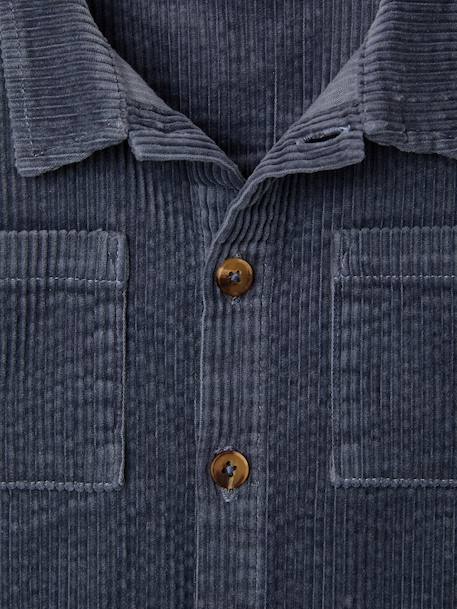 Overshirt van ribfluweel voor baby's grijsblauw - vertbaudet enfant 