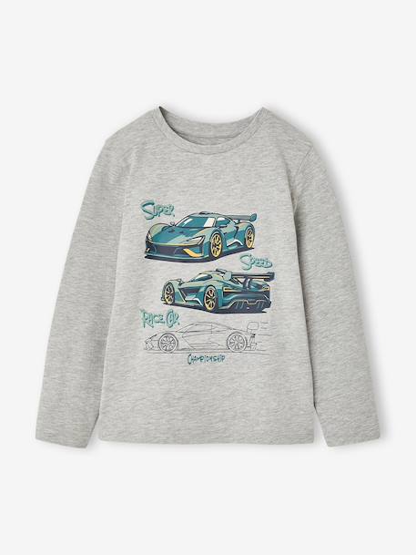 Jongens-T-shirt met ludiek patroon ecru+gemêleerd grijs+leigrijs - vertbaudet enfant 