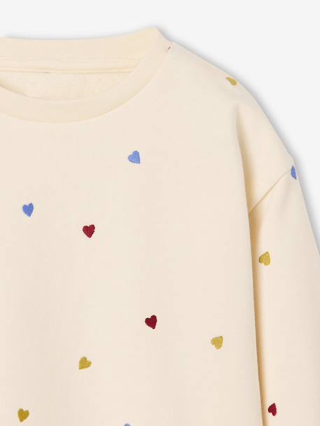 Meisjessweater met lange mouwen ecru+lichtroze - vertbaudet enfant 