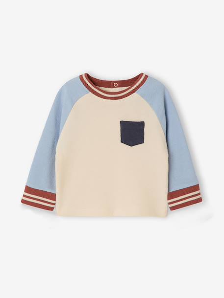 Babyjongens T-shirt met lange mouwen grijsblauw+vanille - vertbaudet enfant 