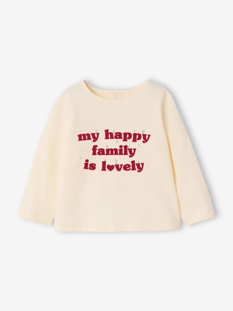 Babyshirt met lange mouwen en print roze (poederkleur)+vanille - vertbaudet enfant 
