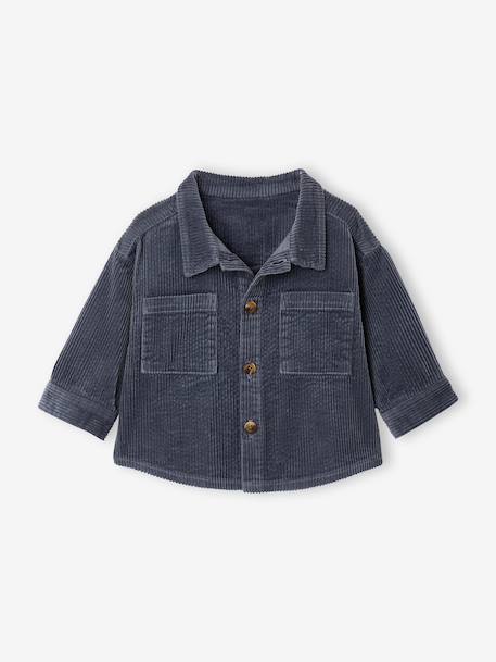 Overshirt van ribfluweel voor baby's grijsblauw - vertbaudet enfant 