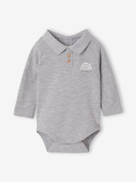Set van 2 babyrompers met polokraag gemêleerd grijs - vertbaudet enfant 